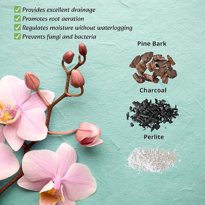 Premium Orchid Potting Mix – Hand-Blended Pine Bark, Charcoal & Perlite, Orchid Soil for Aeration, Humidity & Drainage, 4 Qt Bag – by SMG All you need, in one click