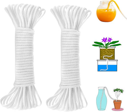 ORIMERC 200 feet 1/12 inch Self Watering Capillary Wick Cord Vacation Plant Sitter DIY Hydroponic Wicking Rope Seeds Start Planter Pot Automatic Potted Flower Passive Lazy Waterer String System Device