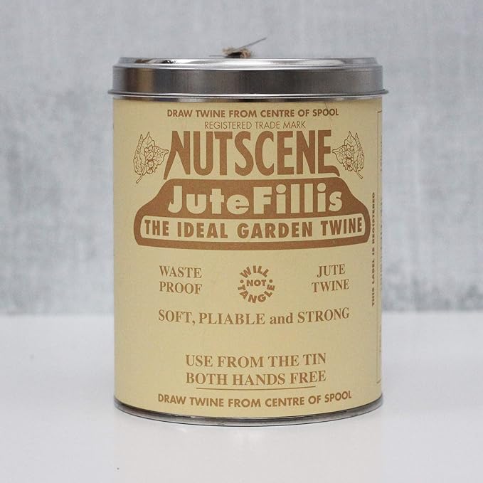 NUTSCENE Iconic Tin (Tin ‘O’ Twine) with Their Heritage Scottish Jute Twine and Hole in Top for Easy Dispensing. 14 Colors to Choose from. 164 Yards. (Jute Fillis)