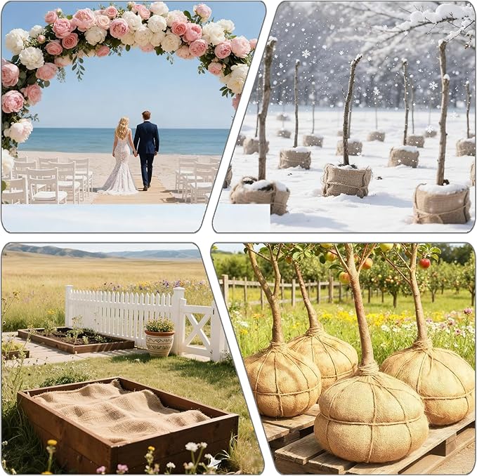 40" x15 Feet Burlap Fabric Natural Burlap Roll Multipurpose Burlap Tree Wrap Premium Weed Barrier Erosion Jute Fabric for Gardening, Weddings, Crafts & Holiday Decor – Wedding Aisle Runner