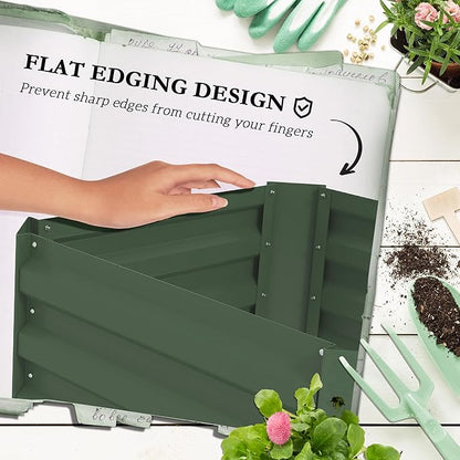 Outsunny Galvanized Raised Garden Bed, 55" Tall Outdoor Planter Box with Trellis Tomato Cage and Open Bottom for Climbing Vines, Vegetables, Flowers in Backyard, Garden, Patio, Green