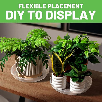 MUDEELA 6 Pack of 15 inch Plant Saucer, Durable Plastic Plant Trays for Indoors, Clear Plastic Flower Plant Pot Saucer, Made of Thicker, Stronger Plastic, with Taller Design