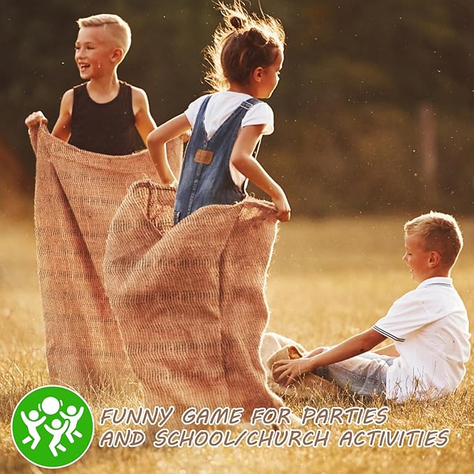 Kmise Burlap Potato Sack Race Bags (Pack of 6)，39"x25" Large Natural Jute Burlap Sacks for Kids & Adults, Reusable Eco-Friendly Grow Bag for Field Day Games, 3-Legged Races & Harvest Storage