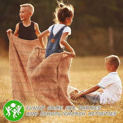 Kmise Burlap Potato Sack Race Bags (Pack of 6),48"x25" Large Natural Jute Burlap Sacks for Kids & Adults, Reusable Eco-Friendly Grow Bag for Field Day Games, 3-Legged Races & Harvest Storage