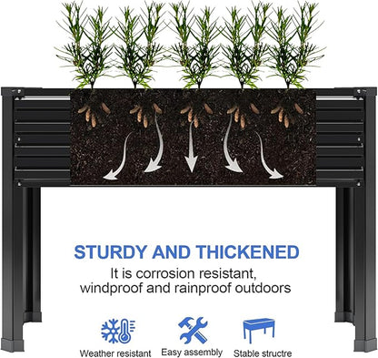 Galvanized Raised Garden Bed with Legs,48×18×30in Elevated Planter Box for Backyard,Garden, Patio, Balcony, 300lb Capacity,Planters for Outdoor Plants,Black