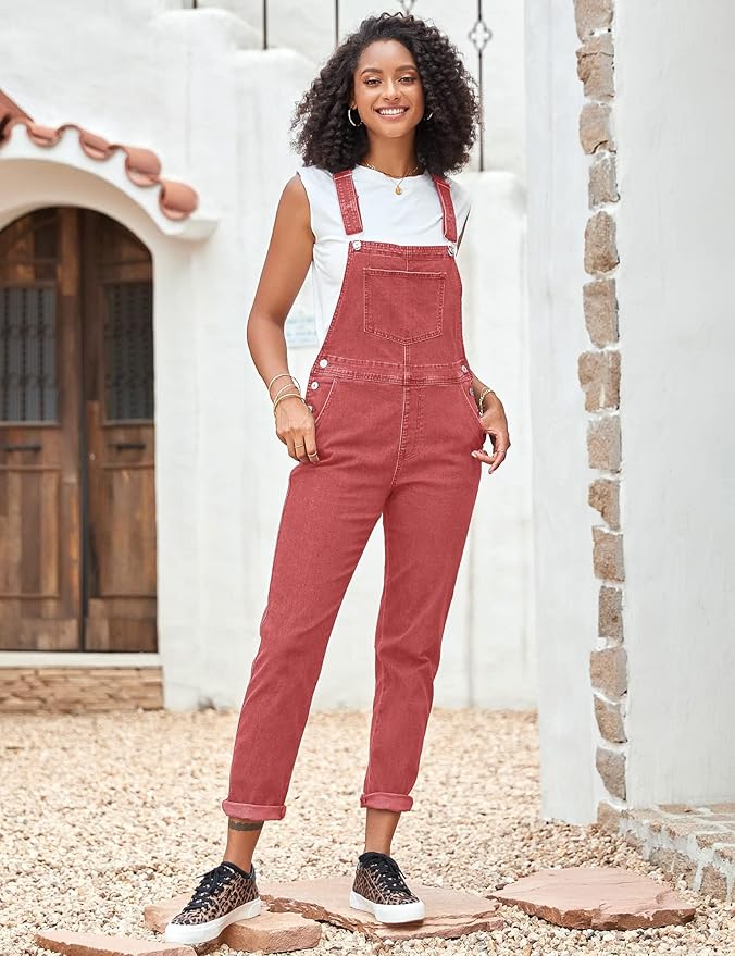 Vetinee Womens Classic Adjustable Straps Pockets Denim Bib Overalls Jeans Pants
