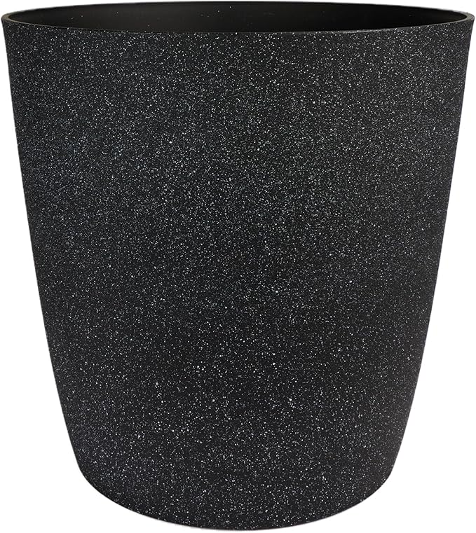 The HC Companies Santa Fe Round Self-Watering Pot - Lightweight Plastic Planter for Herbs & More - Durable Plant Pots for Indoor Plants & Outdoor Plants (16" Black Sand, Pack of 1)