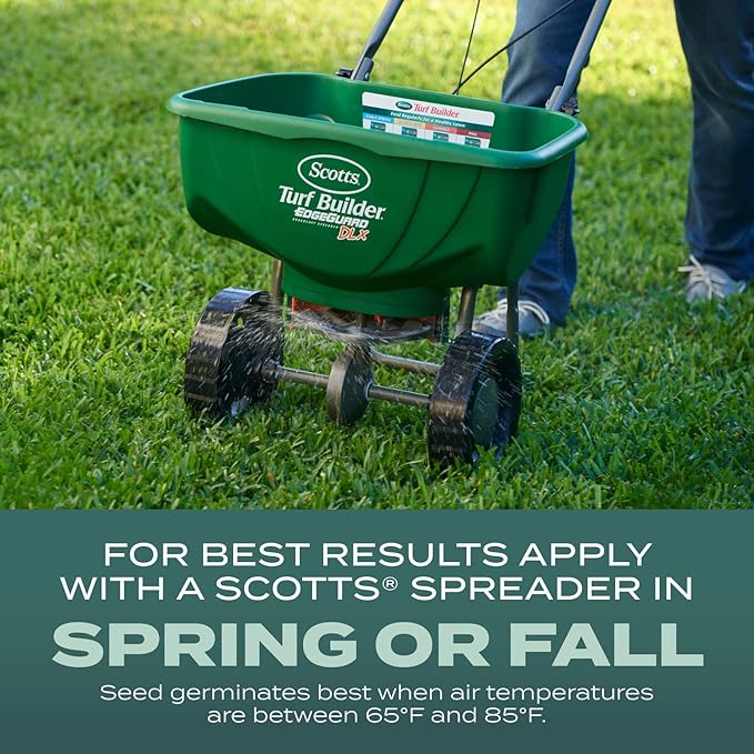 Scotts Turf Builder Grass Seed Dense Shade Mix with Fertilizer and Soil Improver, Grows With Little Sunlight, 2.4 lbs.