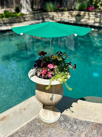 Fixed Plant Shade for Potted Plants 28" x 30" Outdoor Container Sun Shade Cover Premium Fabric Canopy with Fiberglass Frame & Soil Anchor Stripes & Solids Assembly Required