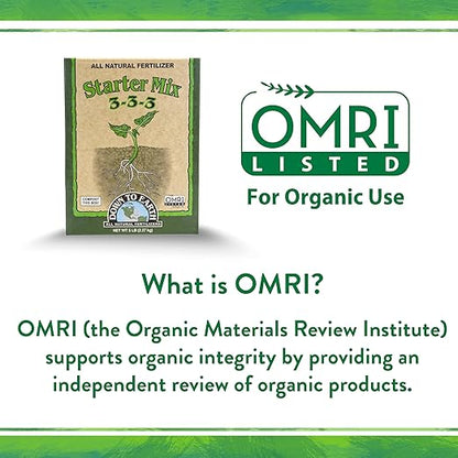 Down To Earth All Natural Fertilizers Organic Starter Mix - Plant Food for Starts, Transplants, New Gardens, Containers 3-3-3, 1 lb