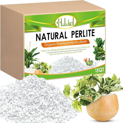 Halatool Soil Amendment 15QT Perlite for Plants Gardening Indoor Natural Potting Soil Mix Additive for Holding Moisture Aeration Drainage