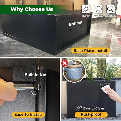 Black Steel Metallic Heavy Planter 30" x 12" x 24" for Outdoor Plants Metal Long Outdoor Planter Spliced Flower Box with Partitions for Outside,Indoor,Garden (Black, 30 * 12 * 24)