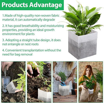 Augshy Nursery Growing Bags, 200Pcs Plant Grow Bag Non-Woven Fabric Seedling Pots Seedling Bag for Planting Seed Starting Pots Pouches for Vegetable Flower Fruit Saplings Tree (9" x 9")