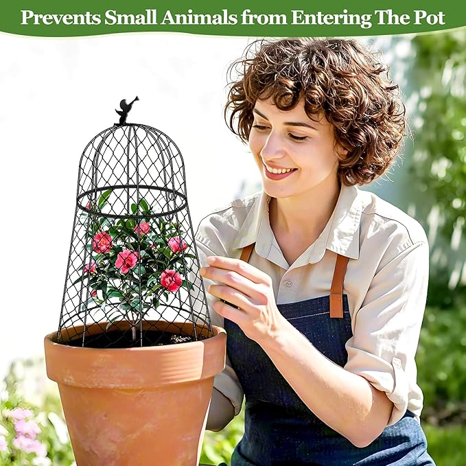 Garden Cloches for Plants, Plant Protectors from Animals, Rustproof Chicken Wire Cloches, 13" D x 20" H Large Plant Cloche and Cover, Keep Small Animals Out, 6- Pack