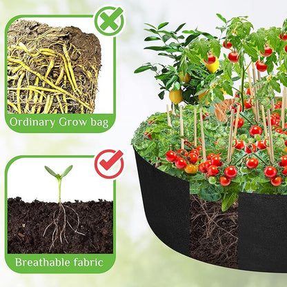 Zhehao 4 Pcs Fabric Raised Planting Bed Round Garden Grow Bags Heavy Duty Breathable Fabric Raised Planter Container for Gardening Vegetables Herbs and Plants Outdoor(50 Gallon)