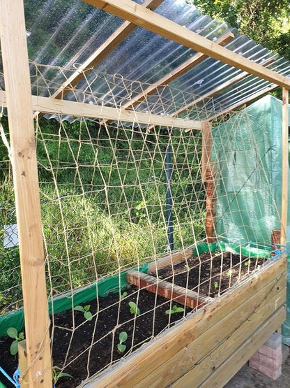 Jute Trellis Netting - Jute Netting for Garden, Heavy Duty Plant Support Netting for Climbing Plants, Cucumber, Vine, Fruits & Vegetables, Climbing Vining Plants (3.3 Ft X 16.4 Ft, 5.9 Inch Squares)