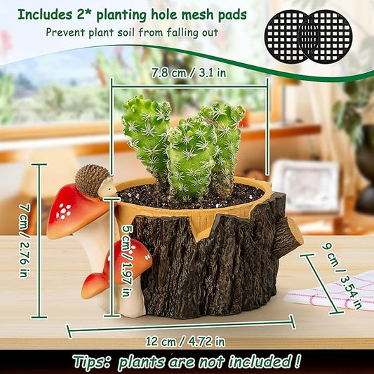 Hedgehog Succulent Pots with Drainage Hole，Plant Pots for Indoor Plants/Cactus/Succulent,Indoor Planter Gift for Plant Lover, Decorative Novelty Planter