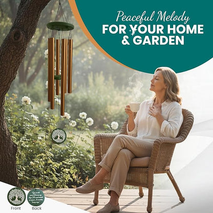 Memorial Gifts, Wind Chimes for Loss of Loved One - 36" Tree of Life, Deep Toned Windchimes Outdoors, Porch Decor, Double-Sided Engraved, loss of father gift, Wind Chimes for Outside Clearance