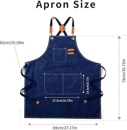 Tosewever 2 Pack Canvas Cross Back Chef Apron for Men Women with Pockets, Cotton Tool Aprons for Cooking Kitchen BBQ Artist