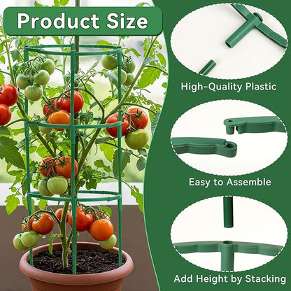 12 Pack Plant Support Stakes, 6.3 x 9.8 Inch Plastic Plant Cage Holders, Half Round Plants Support, Garden Flower Stakes for Indoor Outdoor Climbing Plants Vegetable Flower Pot
