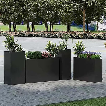 Black Steel Metallic Heavy Planter 30" x 12" x 24" for Outdoor Plants Metal Long Outdoor Planter Spliced Flower Box with Partitions for Outside,Indoor,Garden (Black, 30 * 12 * 24)