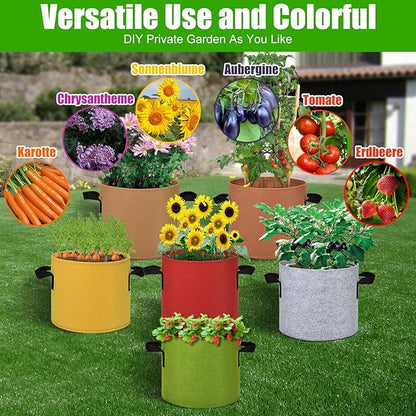 6-Pack Fabric Grow Bags 7 Gallon – Colorful 300G Thickened Nonwoven Planter Pots with Sturdy Handles, Breathable Garden Bags for Vegetables, Potato, Flowers