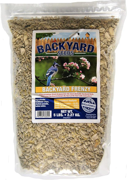 CountryMax Backyard Seeds Wild Bird Seed Blend 5lbs - Premium No-Waste Mix with Sunflower Chips, Shelled Peanuts & Hulled Millet, Small Bag of Wild Bird Food