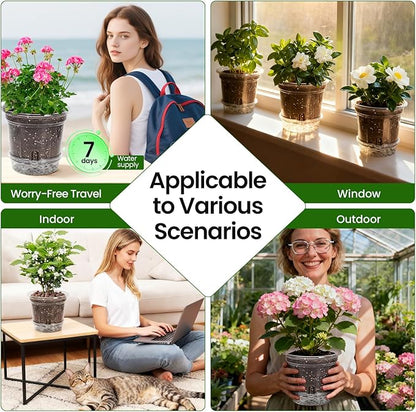 MIXC 12 Packs 5 Inch Self Watering Pots for Indoor Plants - Clear Nursery Plant Pots with Drainage, Deep Visible Reservoir - Flower Planter Outdoor with Wicking Rope
