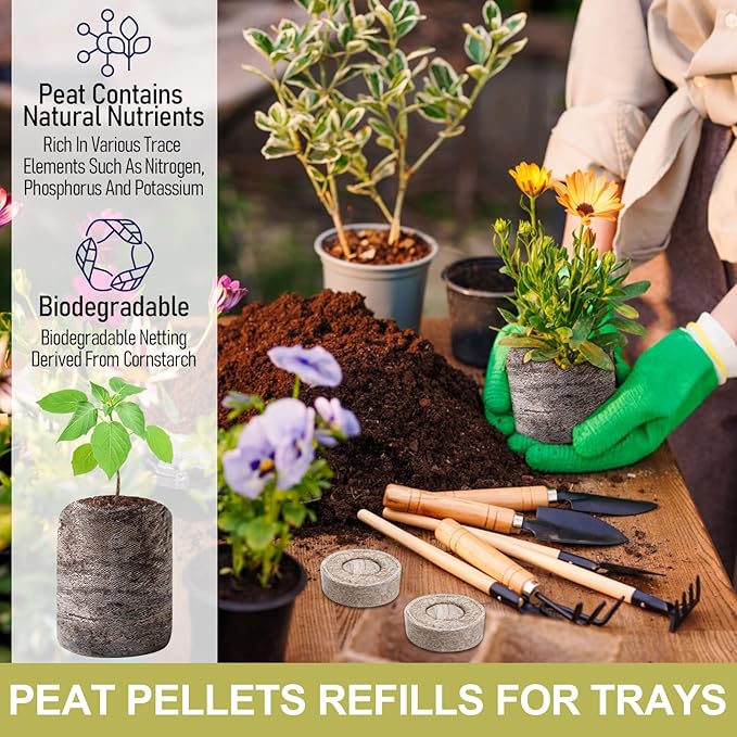 Legigo 200 Pcs 50mm Seed Starter Peat Pellets for Seedlings- Compressed Seed Starter Pods Seed Starting Pellets Plugs Soil Peat Pods for Starting Seeds, Garden Planting Herb Flower Vegetables