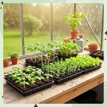 100 Pcs Square Nursery Pots, 5 Pcs Seed Starter Tray, 2.6 inch Nursery Pots with Tray, Plastic Starter Pots for Planting Seeds, Reusable Seed Starting Pots with Drainage Holes (Plastic)