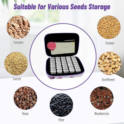 40 Slots Seed Storage Organizer, Seed Organizer with 40 Label Stickers, 20 Clear Storage Bags, Seed Storage Container for Flower Vegetable Plants Garden Seeds Saving (40 Slots)