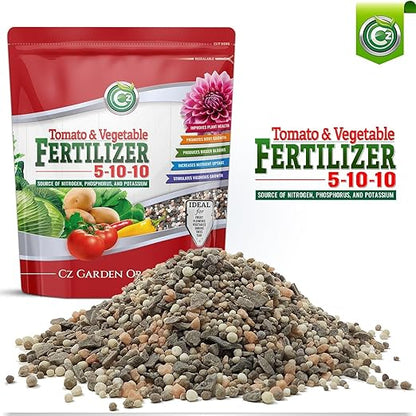 5-10-10 Tomato & Vegetable Fertilizer - Made in USA - NPK + Micronutrients Plant Food for Flower Gardens - (Cz Garden Organics All Purpose Fertilizer 8LB)