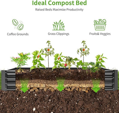 Land Guard 3 Pack 6×3×1ft Galvanized Metal Raised Garden Bed, Metal Planter Kit Box Outdoor for Deep-Rooted Vegetables, Flowers, Green and Herbs, Modern Grey