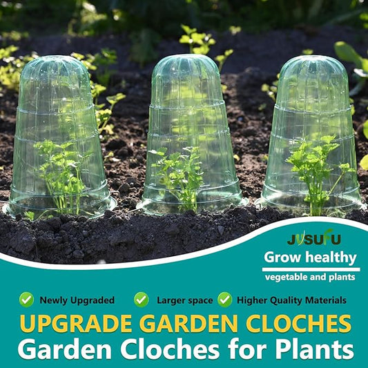 10 Pack Garden Cloches for Plants, Reusable Bell Plant Protector, Garden Protection from Animals Snails Birds Chickens Insect, 9.85" H X 7.3" D (Green)