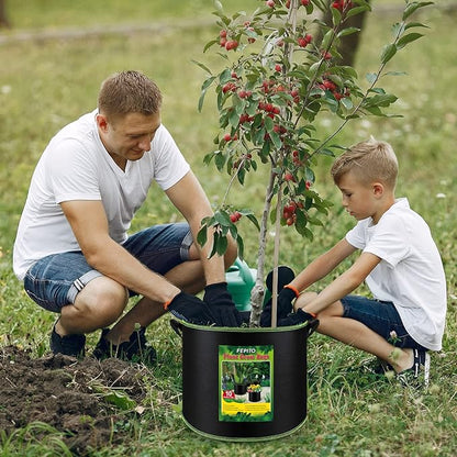FEPITO 5 Pack 10 Gallon Grow Bags Heavy Duty Aeration Fabric Pots Plant Grow Bags with Handles Thickened Nonwoven Fabric Pots for Vegetable Fruits Flowers Plant
