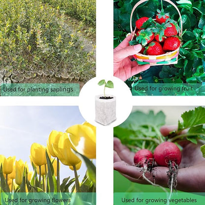 gardtree 400PCS 6.3×7 Inch Breathable Plant Grow Bags - Biodegradable Non-Woven Plant Nursery Bags for Seed Starting, Indoor/Outdoor Vegetables, Herbs & Flowers | Easy Transplant, Space Saving