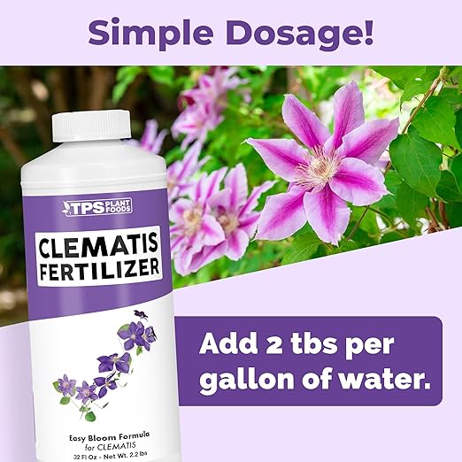 Clematis Fertilizer for Clematis, Great for Sweet Autumn, White, and Nelly Moser Varieties, Liquid Fertilizer by TPS Plant Foods, 32 oz (1 Quart)