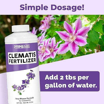 Clematis Fertilizer for Clematis, Great for Sweet Autumn, White, and Nelly Moser Varieties, Liquid Fertilizer by TPS Plant Foods, 32 oz (1 Quart)