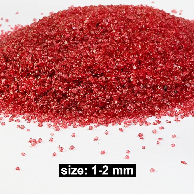 HappyFiller Easter Decoration 1.3 LB Fine Crushed Glass Sand Broken Pieces Crush Terrarium Small Stones for Resin,Nail Art,Crafts Glitter,Decorative Candle Holder Vase Filler,Paint Red