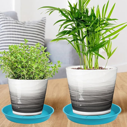 6 Pack of Plant Saucer Tray 7 8 inch, Heavy Duty Plastic Pot Plant Drip Trays Saucers for for Indoors Outdoor, Plant Water Tray for Planters 7-9" (8", Light Blue)