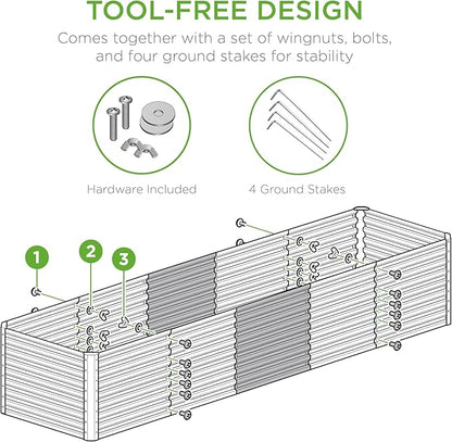 Best Choice Products 8x2x2ft Raised Outdoor Metal Garden Bed, Deep Root Box Planter for Vegetables, Flowers, Herbs, 240 Gallon Capacity, 100% Non Toxic Materials - Galvanized