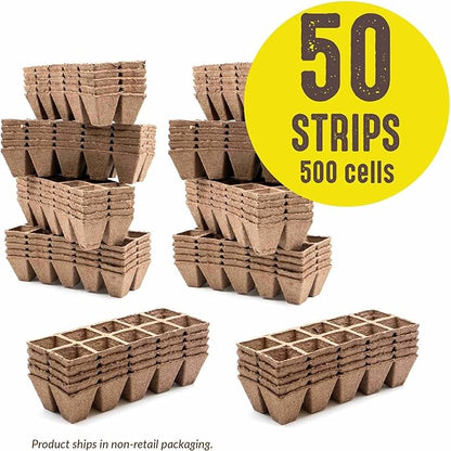 Jiffy Seed Starting Strips - Biodegradable, Plant Starter Pots, 10 Cell, 50 Strips - Peat