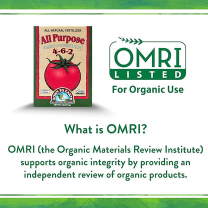 Down To Earth All Natural Fertilizers Organic All Purpose Tomato & Vegetable Mix - Plant Food for Tomatoes, Peppers, Herbs and Flowers 4-6-2, 25 lb
