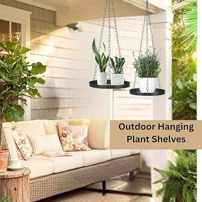Shinehola 2 Pack Hanging Planters for Indoor Outdoor Plants 9", Plant Hanger Indoor | Metal Hanging Plant Holder, Hanging Planter Shelf, No Plant/Pot Included