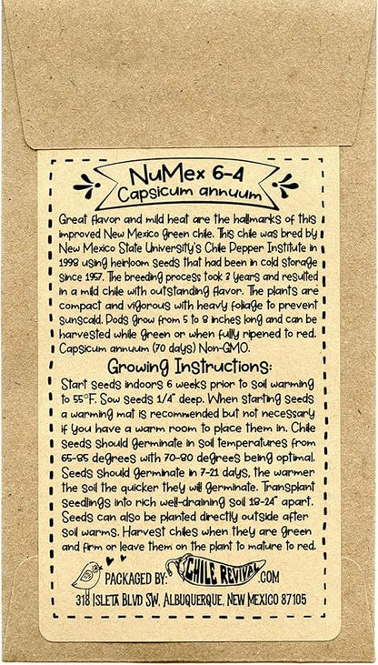 Hatch Chile Seeds from Chile Revival - Hatch Classic 3 Pack - 20 Seeds of Each 60 Total - NuMex 6-4 (Mild), Big Jim (Med-Hot), Sandia (Hot)
