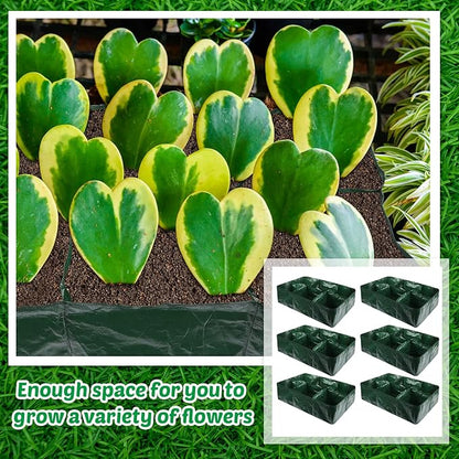Gerrii 6 Pack 35 Gallon Fabric Raised Garden Beds Rectangle Garden Planting Bed with 6 Divided Grids Drainage Holes 4 Pcs Warehouse Gloves for Vegetables Flowers Tomatoes Herb(Polypropylene, Cotton)