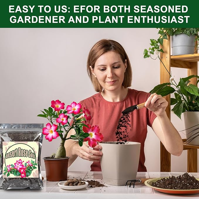 Organic Desert Rose Potting Soil Mix for Healthy Growth 1qt - 100% Natural Potting Mix - Specially Formulated Nutrient-Rich Plant Soil for Desert Rose Plant.