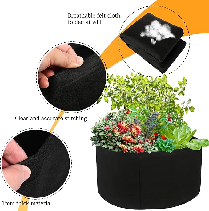 Firlar 2 Pack Raised Garden Bed, Fabric Raised Planting Bed, 100 Gallon Breathable Garden Grow Bags Round Planter Box for Herb, Flowers and Vegetables, 38 x 20 inch