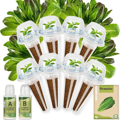 8-Pod Romaine Seed Pod Kit for Aerogarden, Includes Lettuce Seeds, Universal Hydroponic Pods Indoor Gardening Supplies (8-Pod)