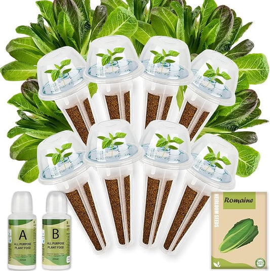 8-Pod Romaine Seed Pod Kit for Aerogarden, Includes Lettuce Seeds, Universal Hydroponic Pods Indoor Gardening Supplies (8-Pod)